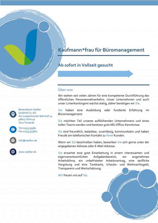 Kaufmann/frau für Büromanagement